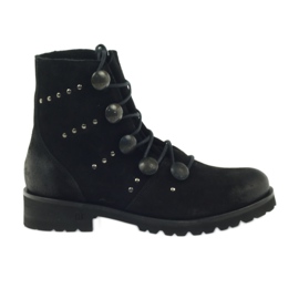 Cizme pentru femei Badura decorate cu butoane și strasuri negru