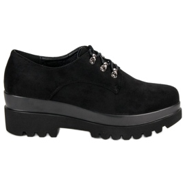Pantofi negri din piele intoarsa negru