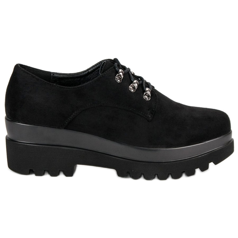 Pantofi negri din piele intoarsa negru