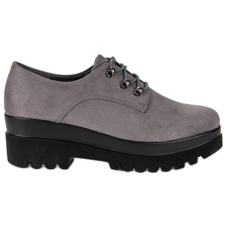 Pantofi din piele intoarsa gri