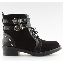 Lace-up cizme negre L3382 Negru