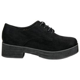 Pantofi din piele de căprioară legați negru Pantofi din piele de căprioară legați negru
