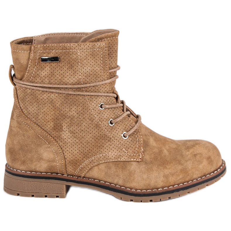 Juliet Cizme de cămilă cu toc plat maro