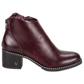 Botine cu toc înalt vinceza burgund roșu Botine cu toc înalt vinceza burgund roșu