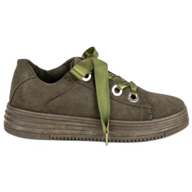 Adidași din piele de căprioară verde închis Adidași din piele de căprioară verde închis