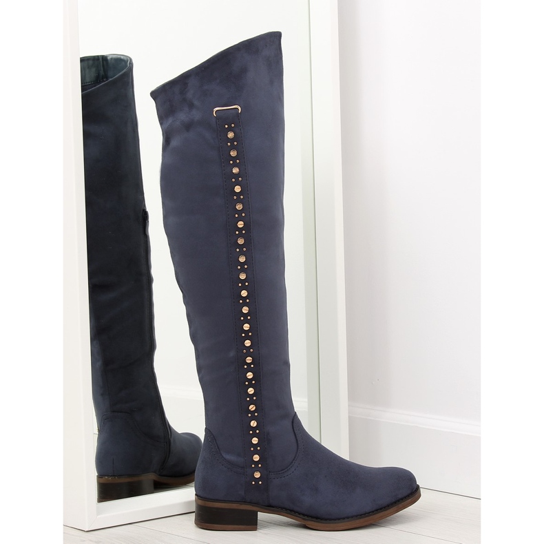 Cizme peste genunchi, bleumarin 990-PG albastru albastru marin