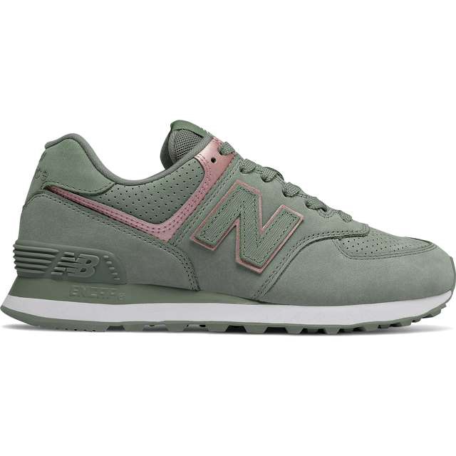 New Balance Sămânța Wl574nbl cu șampanie metalică verde