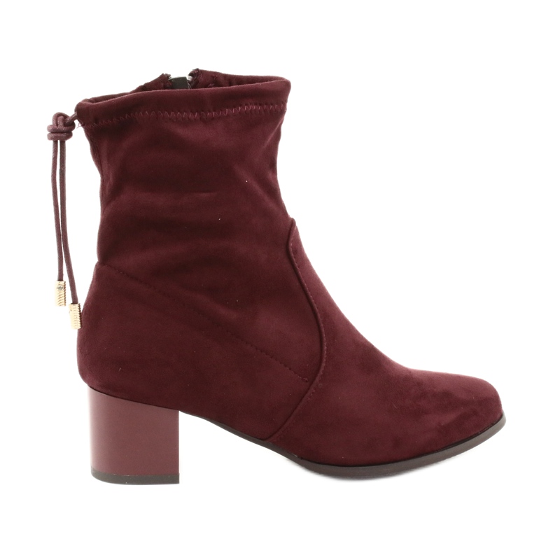 M.Daszyński Cizme din piele de căprioară cu toc înalt Daszyński SA58 roșu multicolor