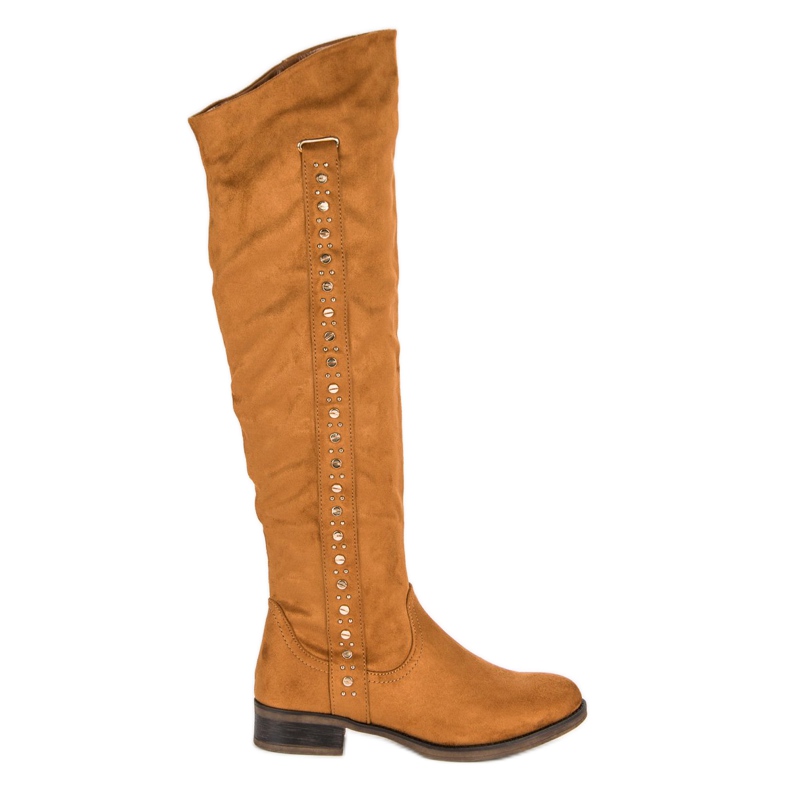 Super Me Cizme din piele de căprioară cu toc plat maro Super Me Cizme din piele de căprioară cu toc plat maro