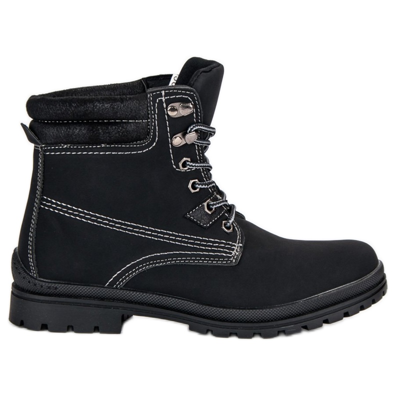 Cizme de drumeție legate negre negru Cizme de drumeție legate negre negru