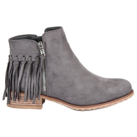 Kayla Cizme din piele de căprioară Boho gri