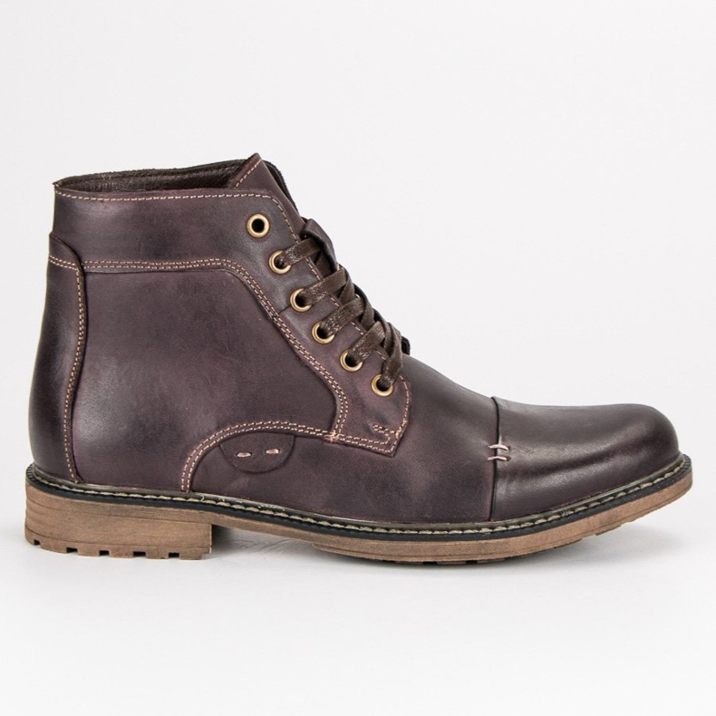 Wolski Cizme de piele pentru bărbați maro