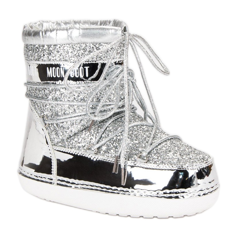 Cizme de zăpadă argintie la modă gri