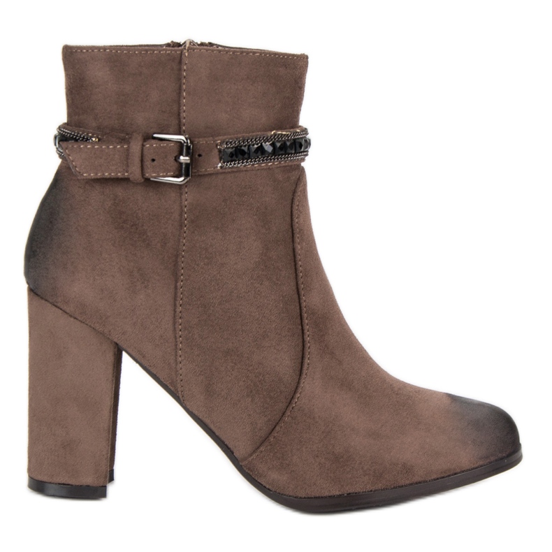 Cizme din piele de căprioară cu toc înalt de la VINCEZA maro