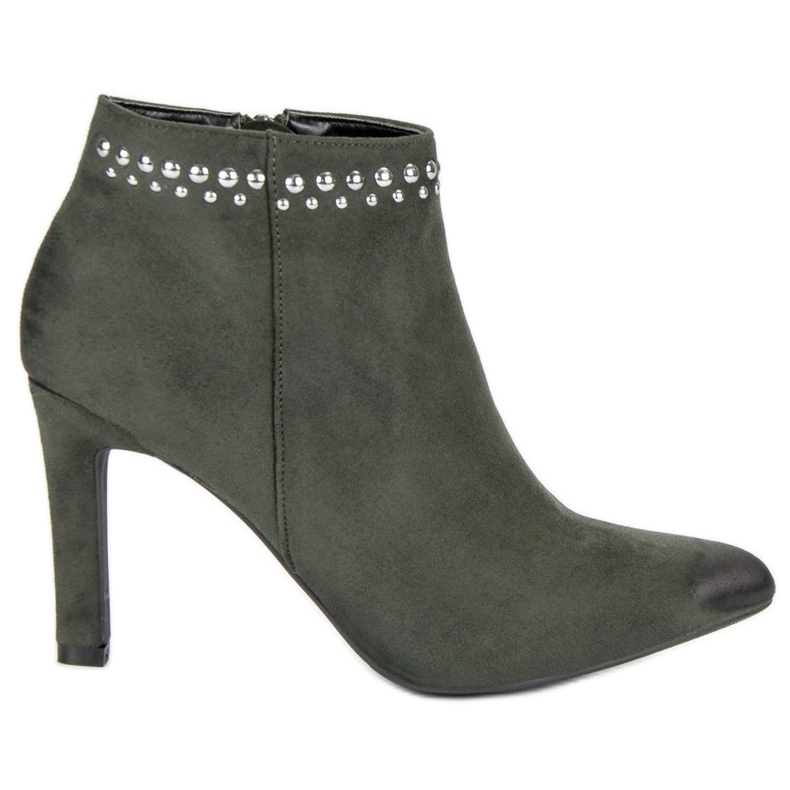 Cizme din piele de căprioară pe tocul VINCEZA verde