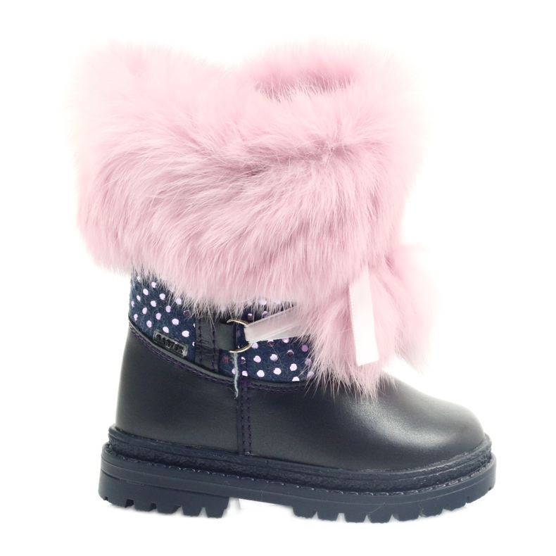 Bartek Cizme fete din piele cu blana 216390-013 albastru