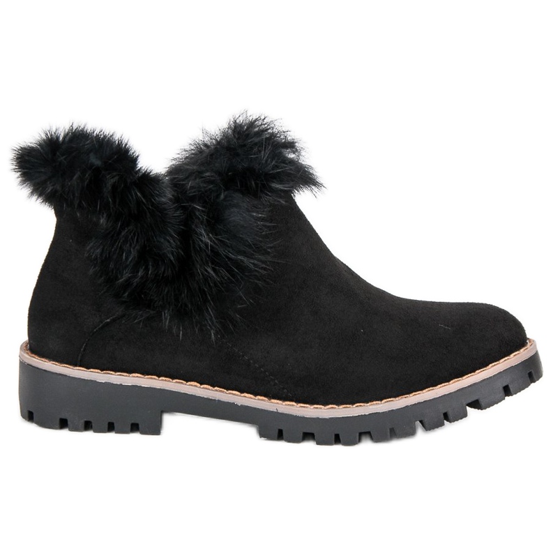 Forever Folie Cizme de piele de căprioară alunecate negru Forever Folie Cizme de piele de căprioară alunecate negru