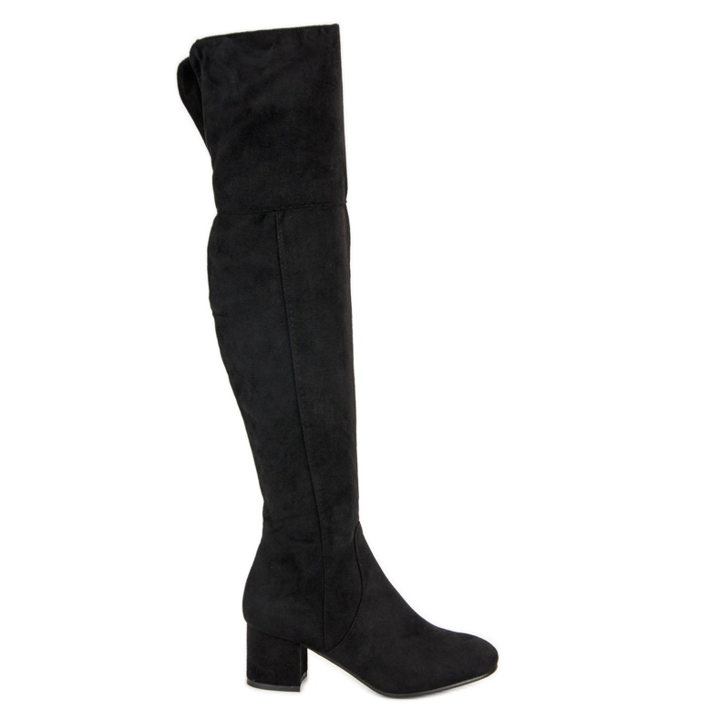 Seastar Cizme peste genunchi din piele de căprioară negru