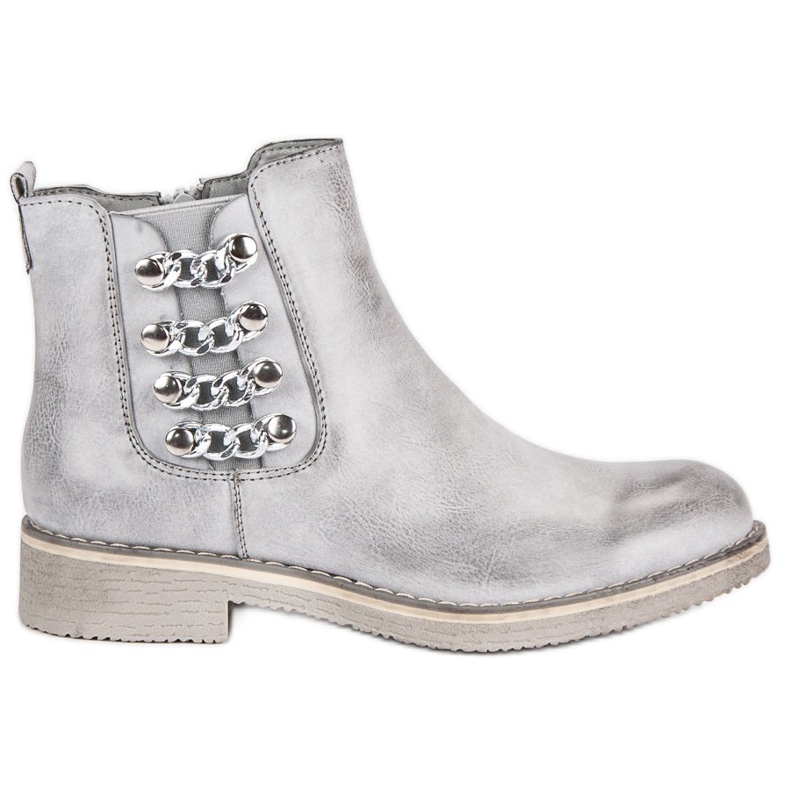 Forever Folie Cizme gri cu toc plat