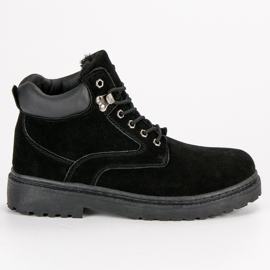 Original Walkman Shoes Cizme de drumeție din piele izolată negru Original Walkman Shoes Cizme de drumeție din piele izolată negru