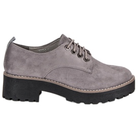 Pantofi din piele intoarsa gri