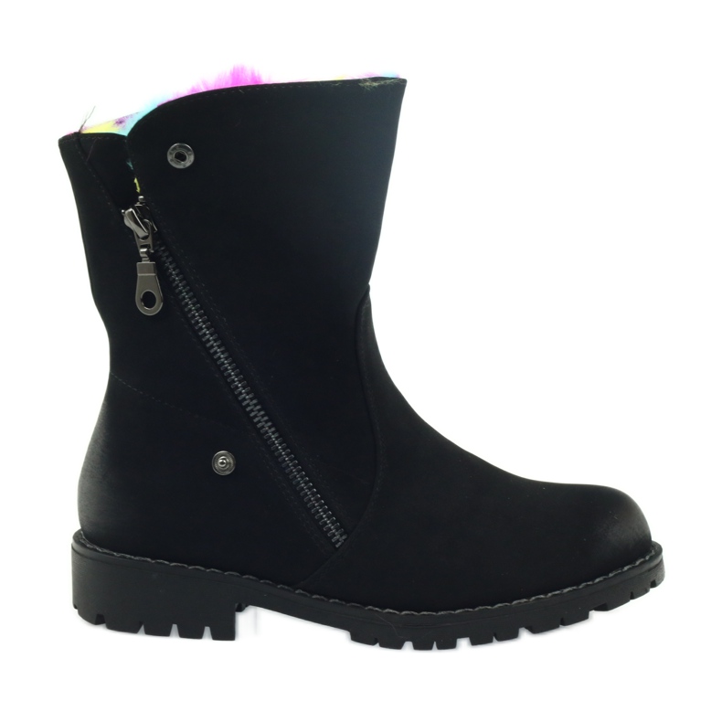 Sergio Leone Cizme cu blană colorată cu fermoar negru multicolor