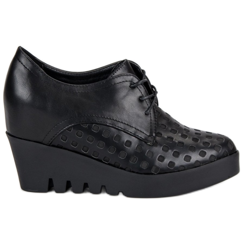 J. Star Încălțăminte ajurată pe o pană negru