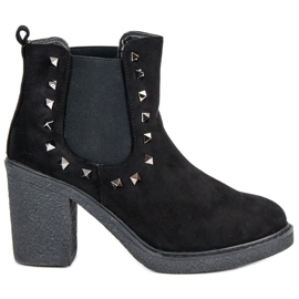 Bestelle Botine din piele de căprioară pe stâlp negru Bestelle Botine din piele de căprioară pe stâlp negru