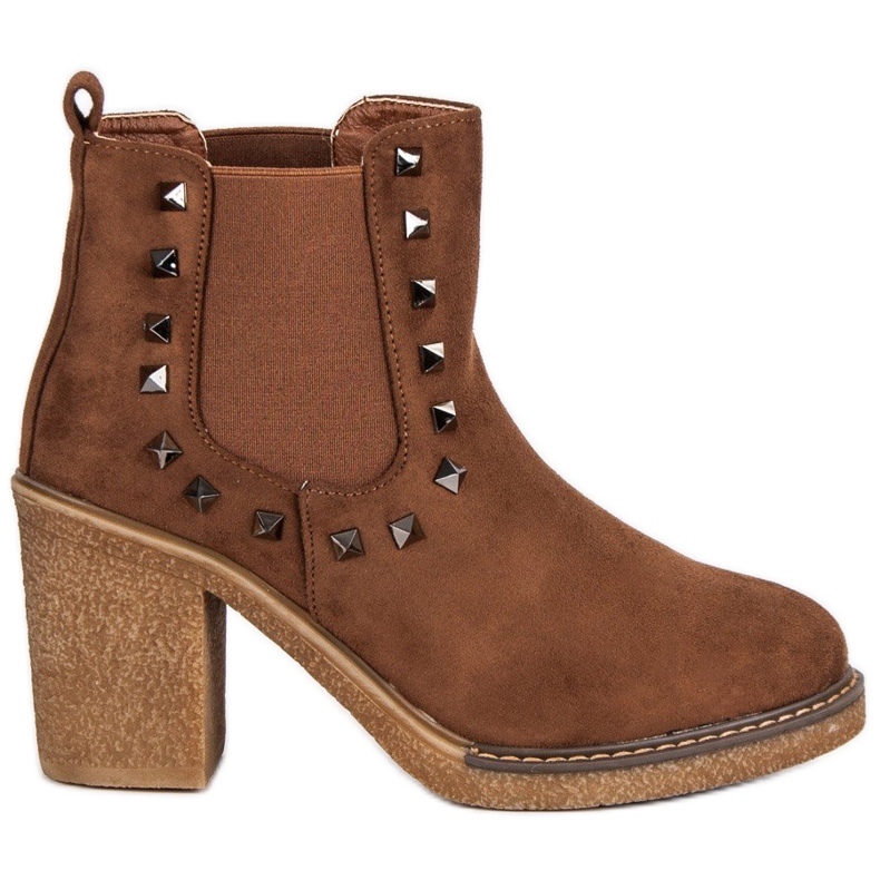 Bestelle Botine din piele de căprioară pe stâlp maro