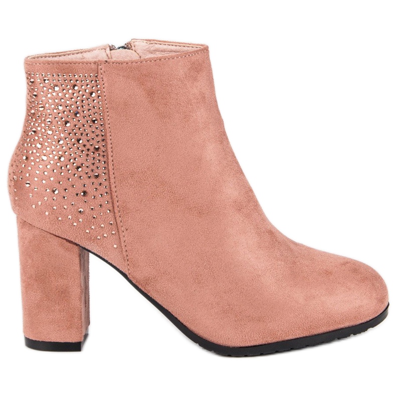 Botine din piele de căprioară pe stâlp roz Botine din piele de căprioară pe stâlp roz