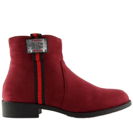 Cizme de piele de căprioară burgundy 100-913B0-2 Roșu roşu