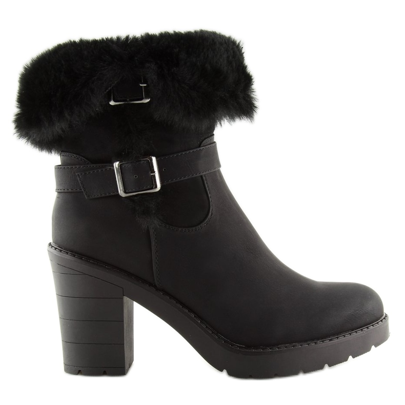 Cizme demi negre cu toc înalt T119 Negru