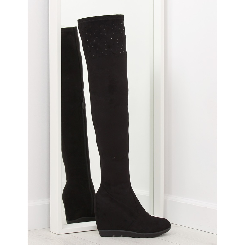 Cizme negre K-59 cu pene negre negru