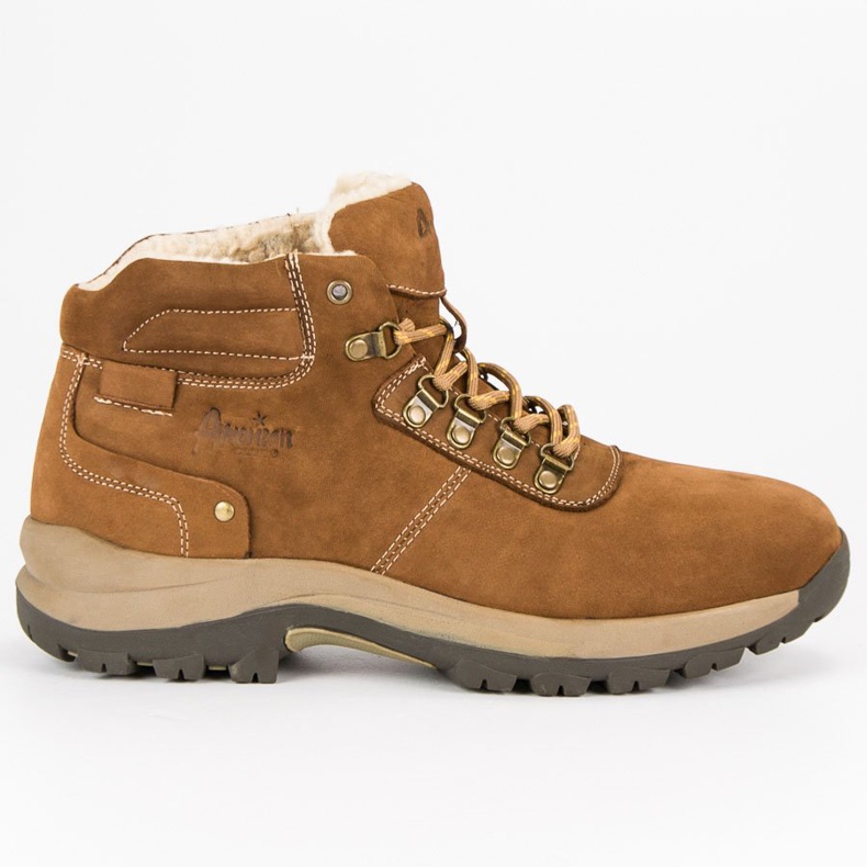 American Club Capcane din piele americană pentru bărbați maro