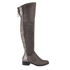 Filippo Cizme peste genunchi din piele de căprioară gri