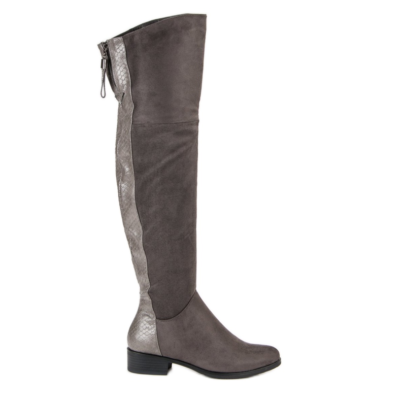 Filippo Cizme peste genunchi din piele de căprioară gri