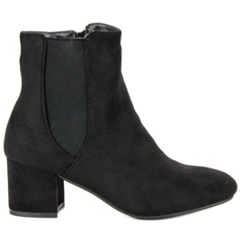 Top Shoes Bocanci din piele întoarsă cu toc înalt negru