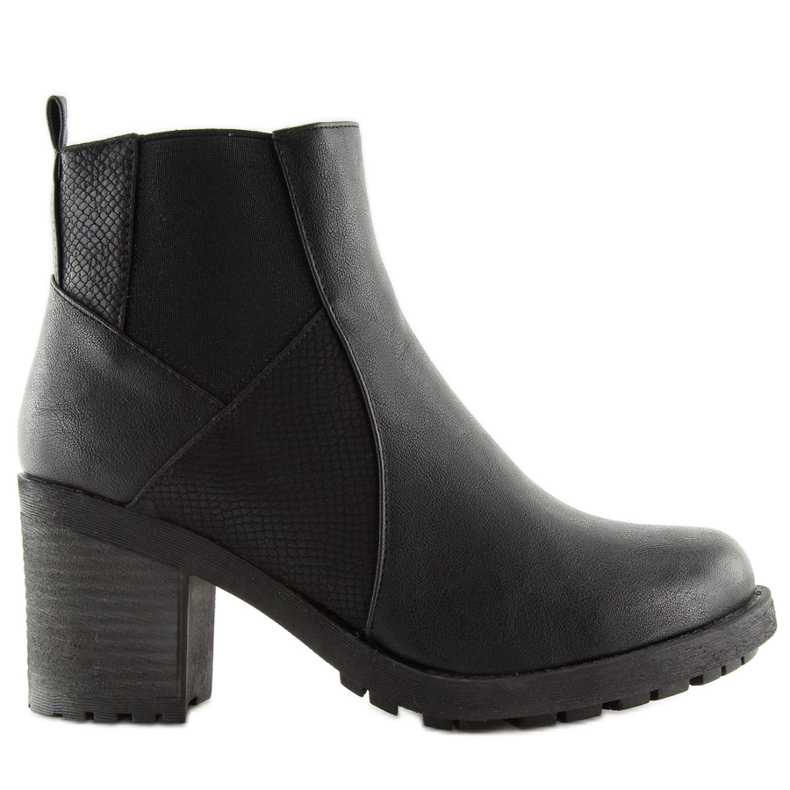 Cizme negre cu toc lat 1032-1 Negru