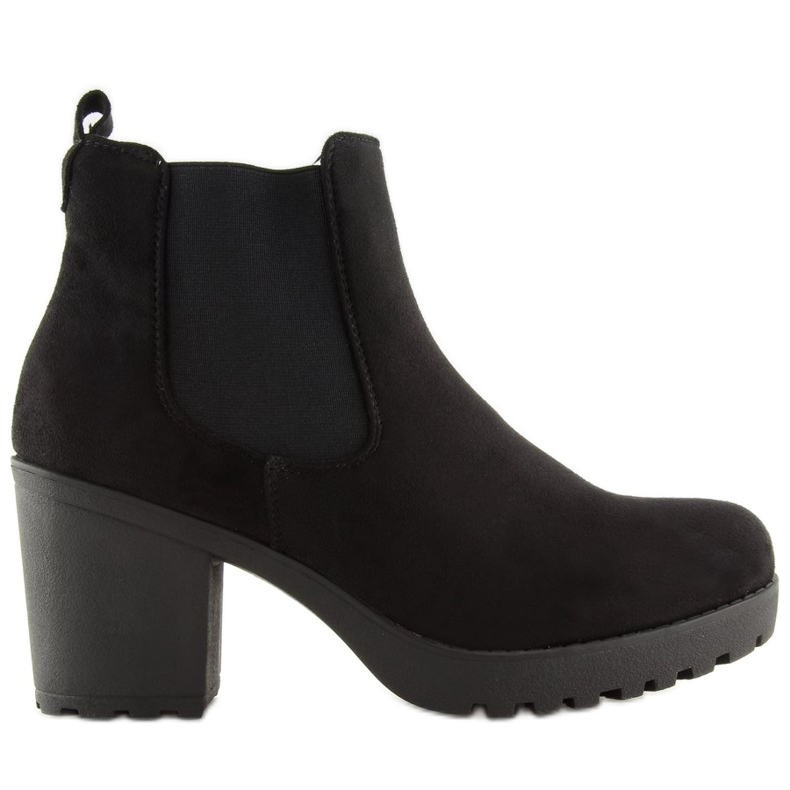 Cizme negre cu toc lat E5106 Negru