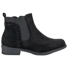 Cizme cu toc plat negru