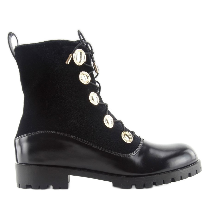 Lucrători din velur cu nasturi negri R113p Negru