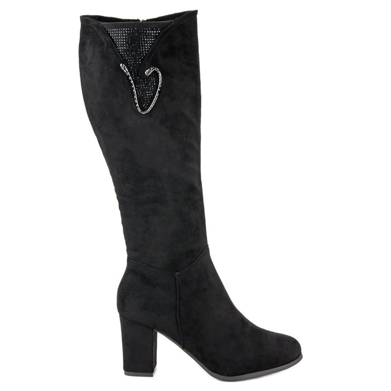 Cizme cu toc înalt din piele de căprioară negru