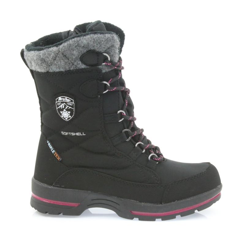American Club Cizme de zăpadă softshell negre cu membrană americană SN19 / 20 negru roz gri American Club Cizme de zăpadă softshell negre cu membrană americană SN19 / 20 negru roz gri