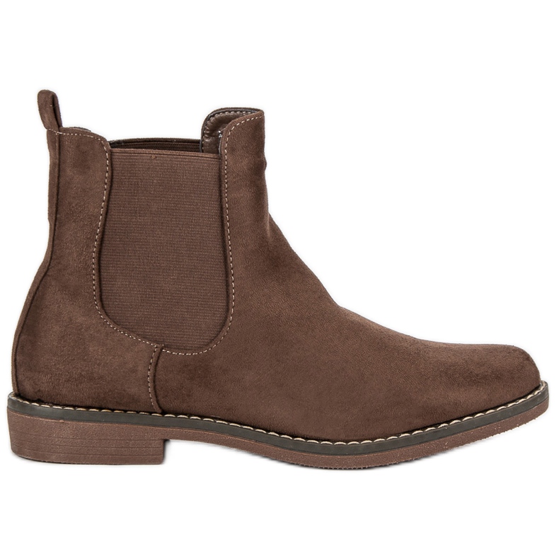 Super Mode Cizme Chelsea din piele de căprioară kaki