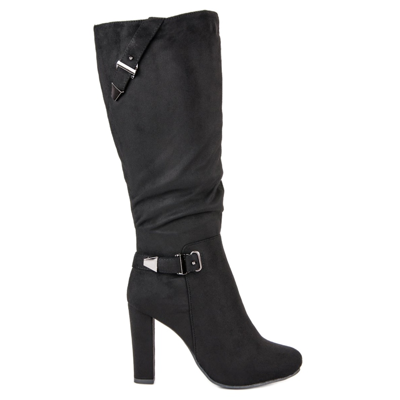 Groto Gogo Cizme cu toc înalt din piele de căprioară negru