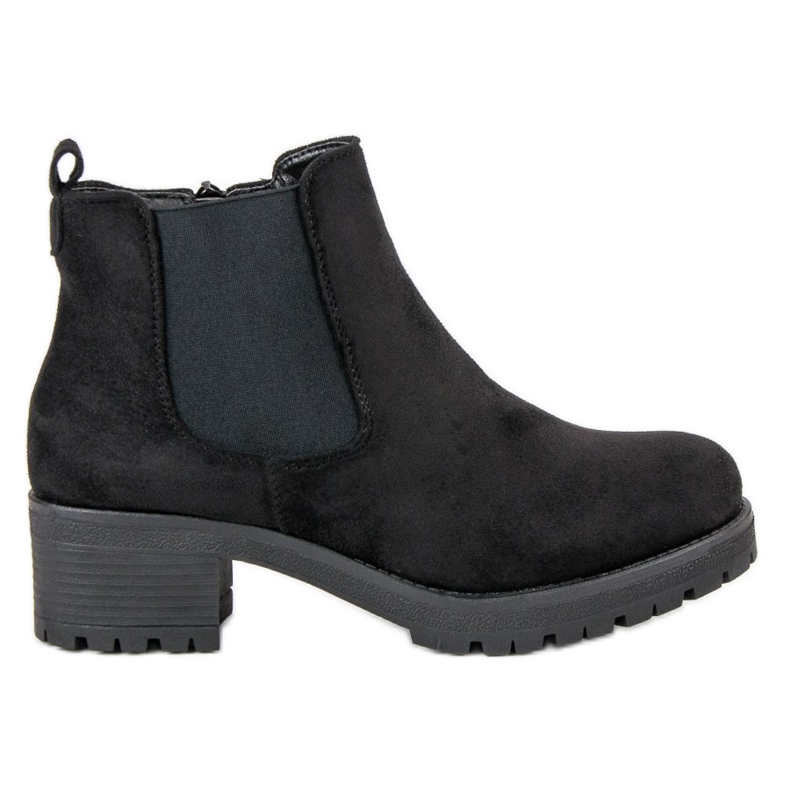 Ideal Shoes Cizme Chelsea negre pe tocuri plate negru