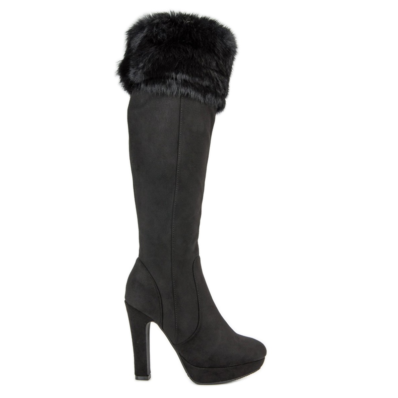 Super Me Cizme din piele de căprioară cu blană negru Super Me Cizme din piele de căprioară cu blană negru