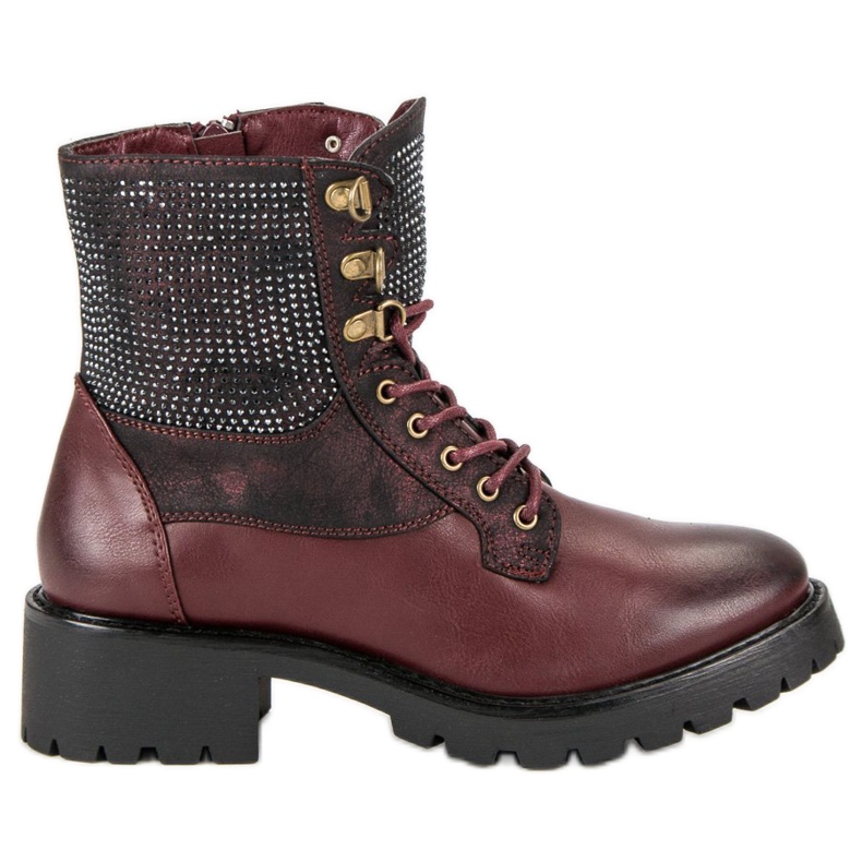 Ideal Shoes Muncitori dantelați pe platformă multicolor roșu