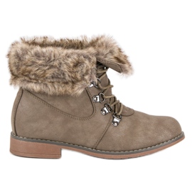 Queentina Cizme cu blană maro Queentina Cizme cu blană maro