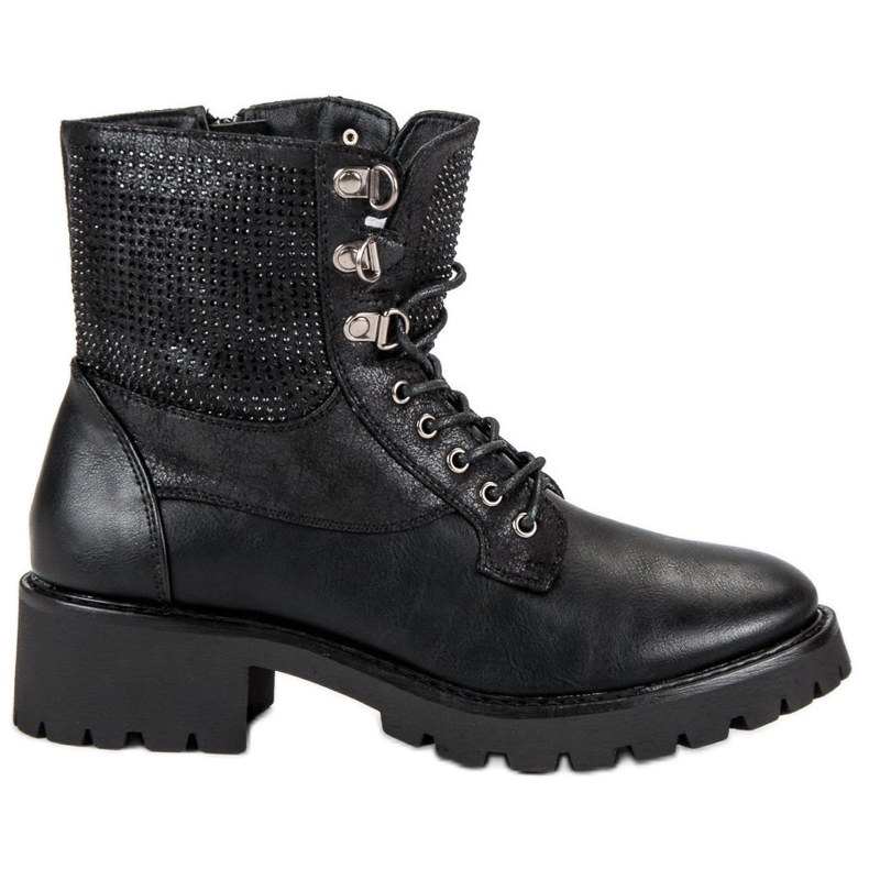 Ideal Shoes Muncitori dantelați pe platformă negru
